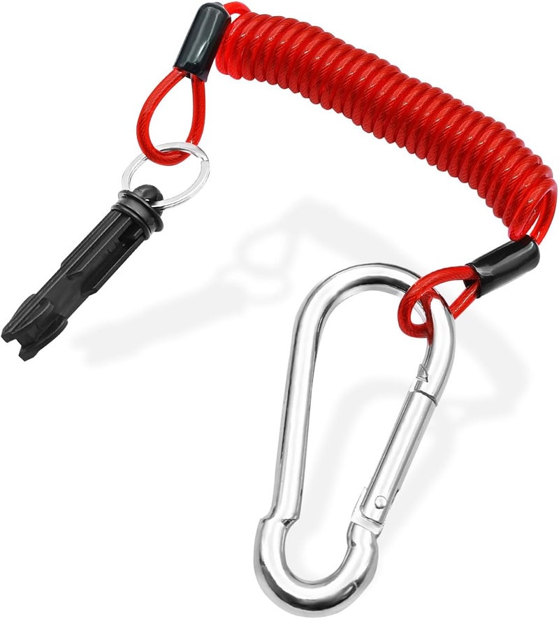 LTDCVTR 6FT Breakaway Trailer Cable, Trailer Brake Cable Stainless Steel Spring Safety Towing Coiled Wire with Pin, Emergency Brake Cable Strap Ground Clip Switch Travel Trailer/RV/Camper Accessories - Image 1